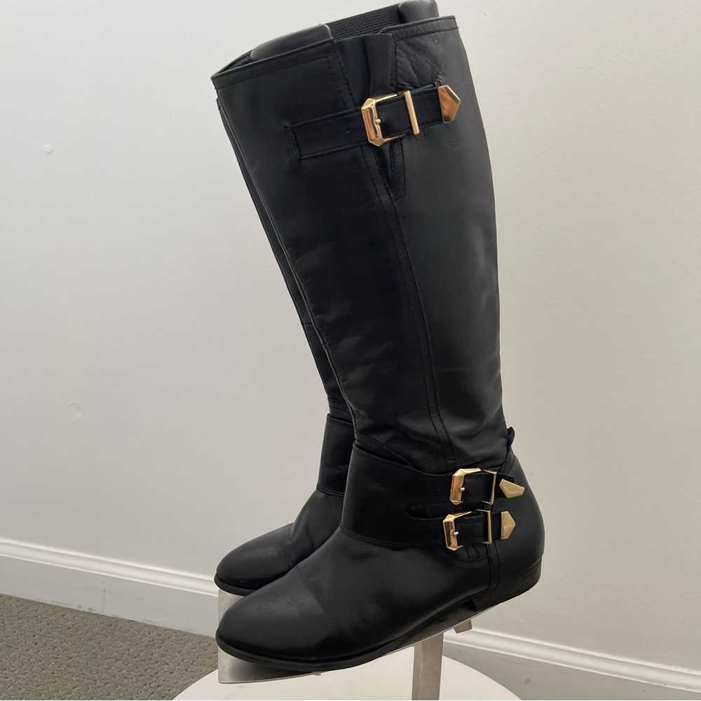 Aldo Women’s Black Riding Tall Leather Boots size 6.5